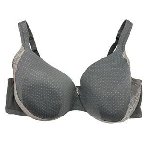 Cacique Women’s Full Coverage Polka Dot Grey White Bra Size 44DDD
